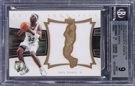 2004-05 UD "Exquisite Collection" Extra Exquisite Jerseys Dual #PP Paul Pierce Dual Jersey Card (#10/10) - BGS MINT 9